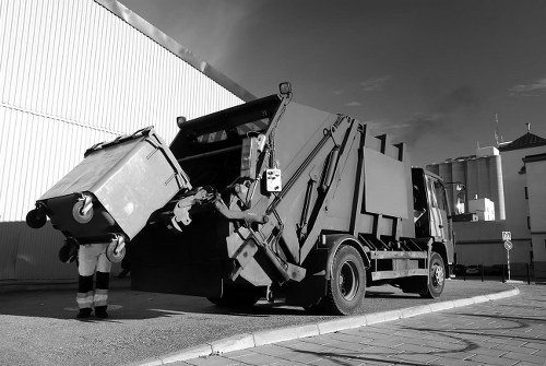 Business professionals managing waste